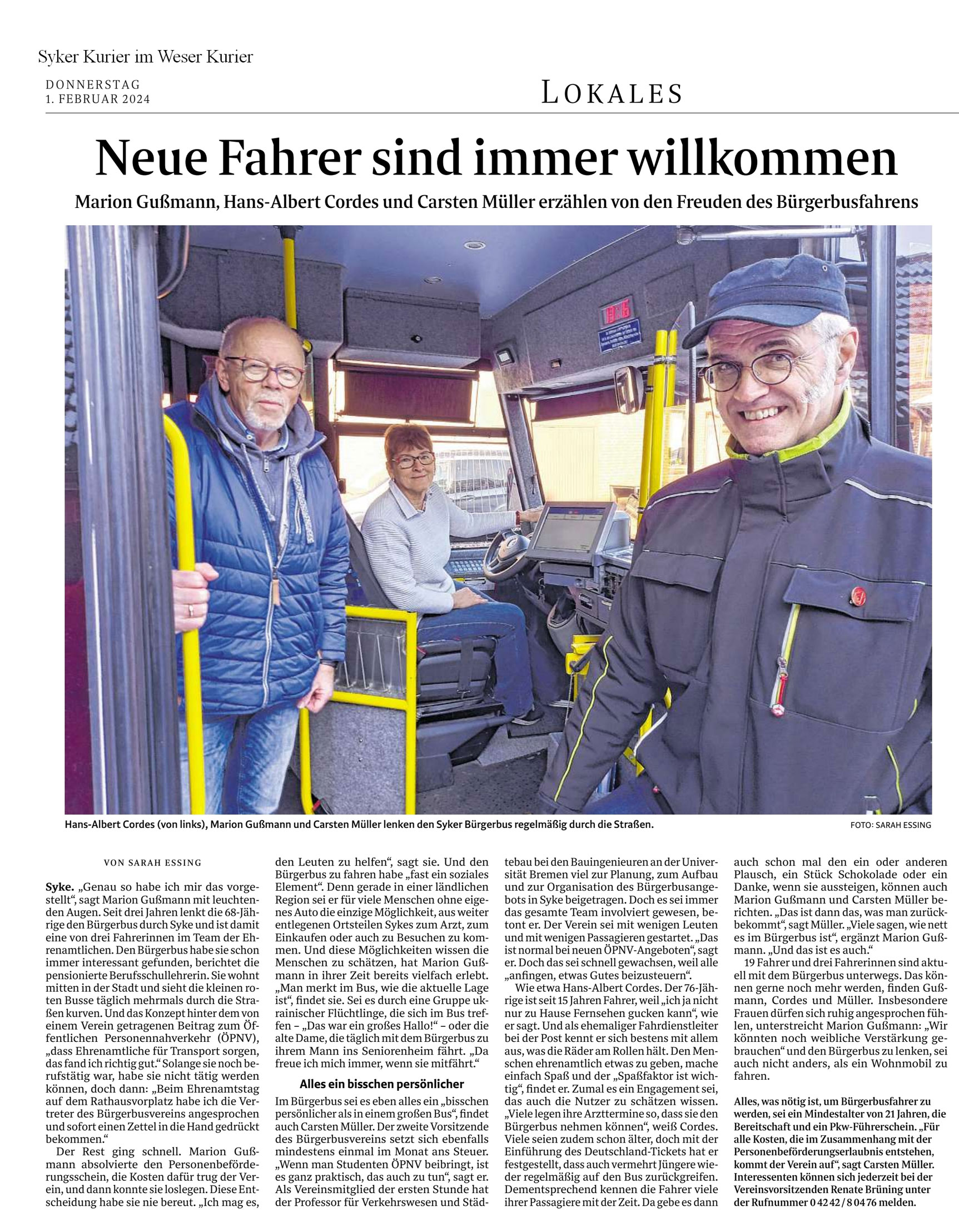 2024 02 01 Neue Fahrer sind immer willkommen Syker Kurier web